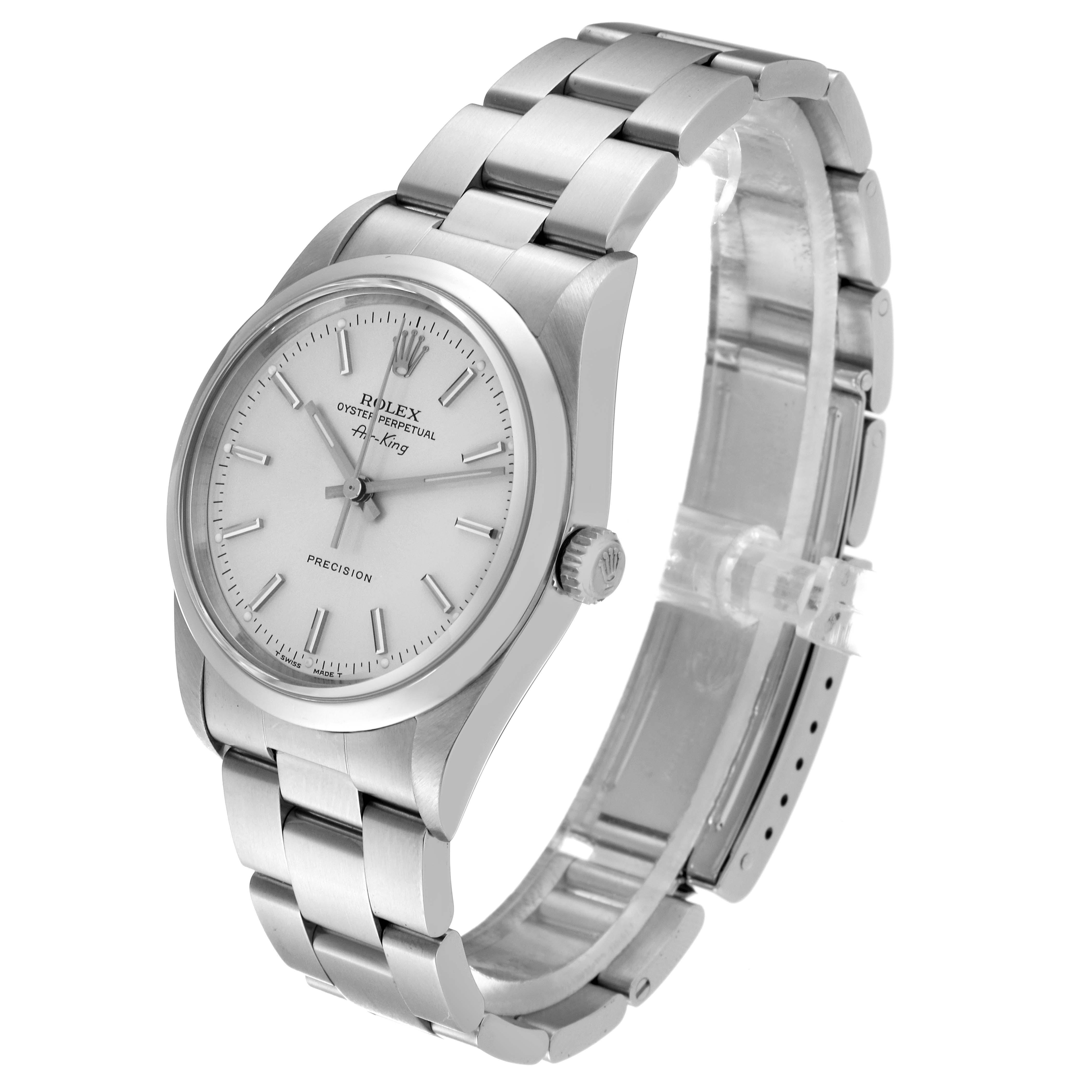 Rolex Air King Silver Dial Smooth Bezel Steel Mens Watch 14000 Papers For Sale 6
