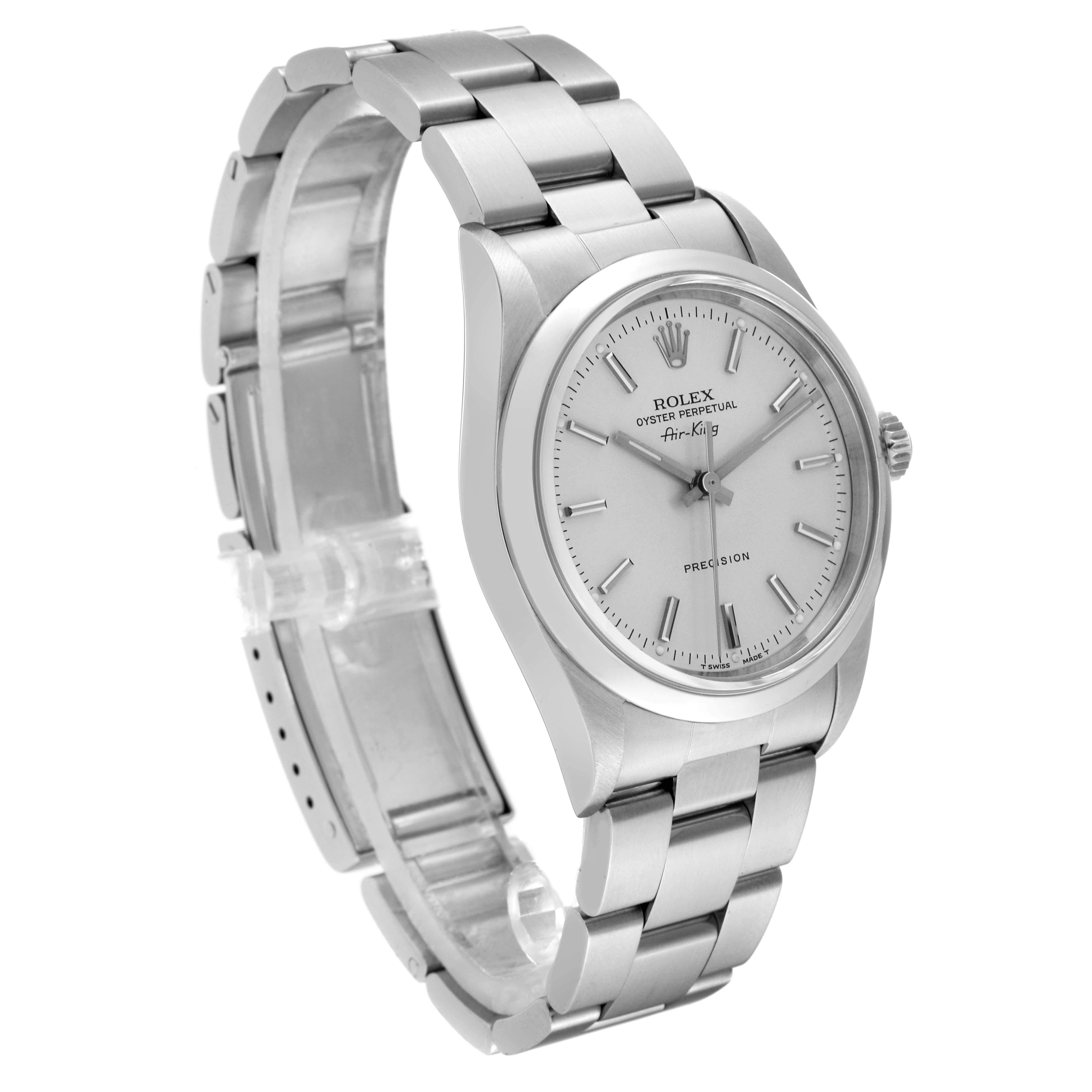 Rolex Air King Silver Dial Smooth Bezel Steel Mens Watch 14000 Papers For Sale 1