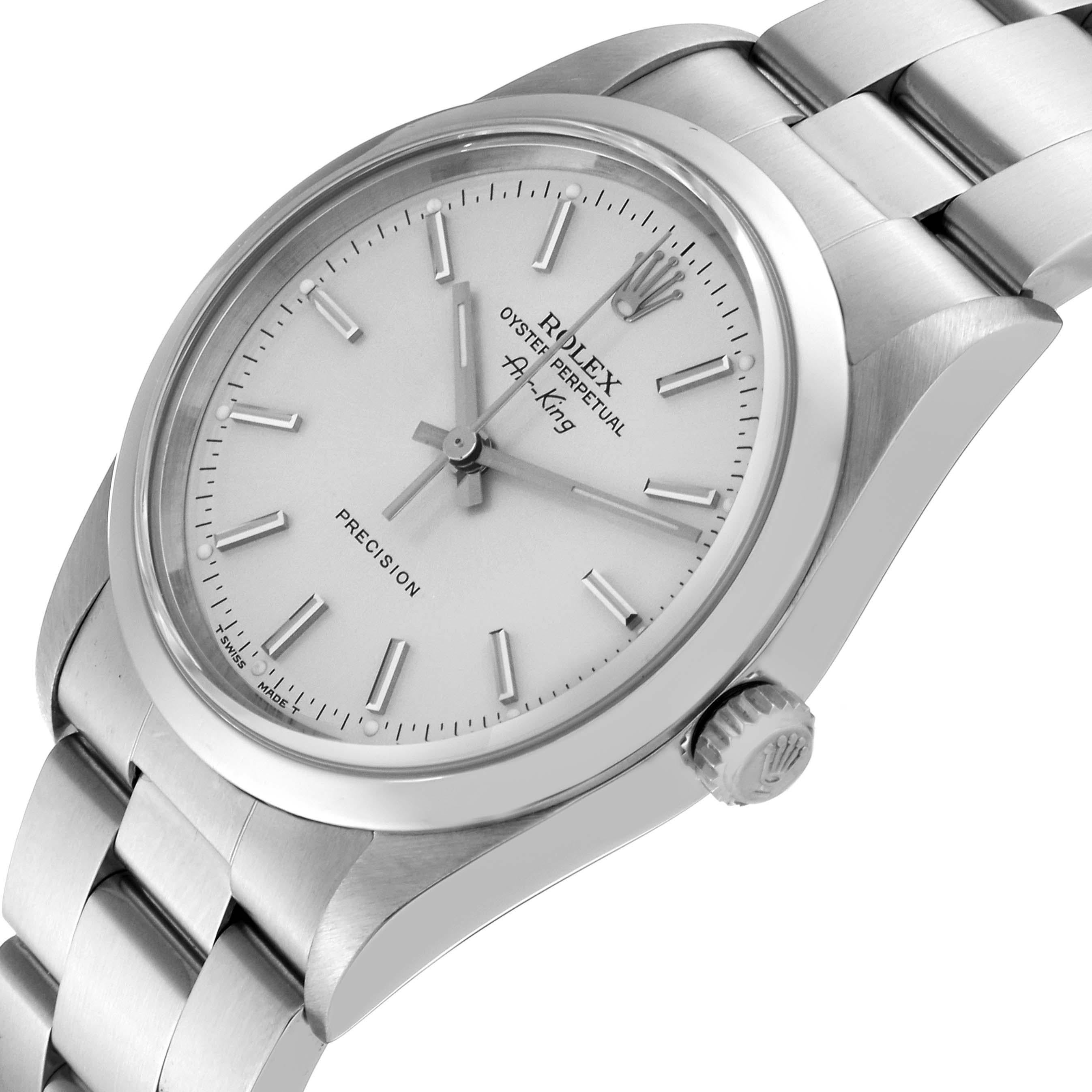 Rolex Air King Silver Dial Smooth Bezel Steel Mens Watch 14000 Papers For Sale 5