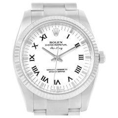 Rolex Air King Steel 18 Karat White Gold White Dial Watch 114234 Box