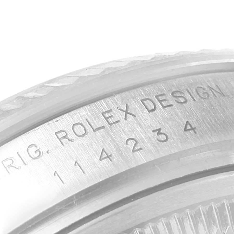 Rolex Air King Steel 18 Karat White Gold Blue Dial Watch 114234 Box For Sale 2
