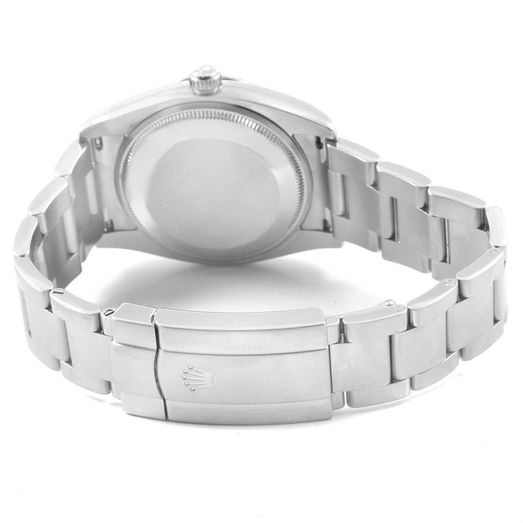 Rolex Air King Steel 18 Karat White Gold Blue Dial Watch 114234 Box For Sale 4