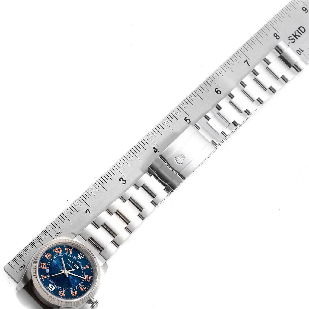 Rolex Air King Steel 18 Karat White Gold Blue Dial Watch 114234 Box For Sale 5