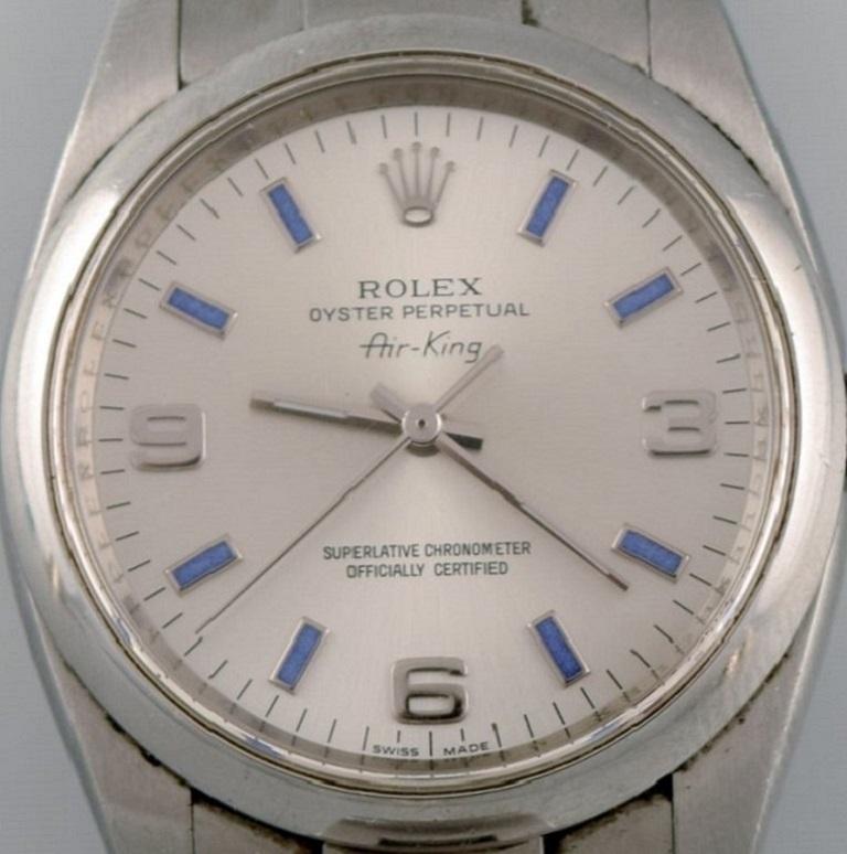 Rolex Air-King, Steel, Original Oyster Bracelet, Automatic, 2000s In Excellent Condition For Sale In bronshoj, DK