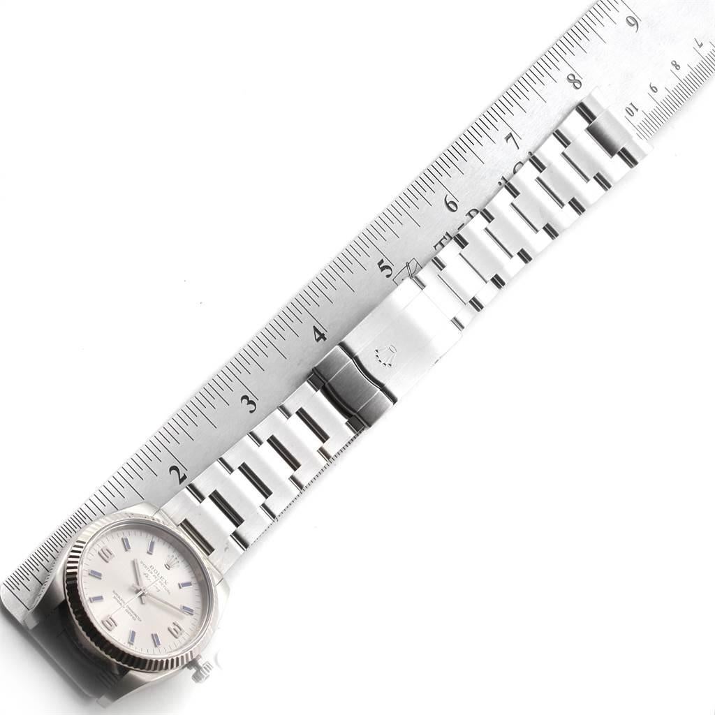 Rolex Air King Steel White Gold Blue Hour Markers Men's Watch 114234 For Sale 5