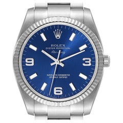 Rolex Air King Herrenuhr aus Stahl und Weißgold mit geriffelter Lünette 114234 Box Card
