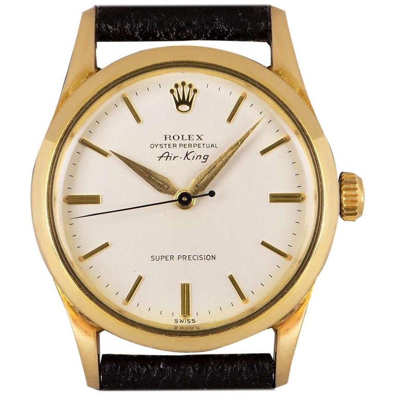 Rolex Air-King Super Precision Vintage Gents Gold Capped Silver Dial B&P  5506 at 1stDibs