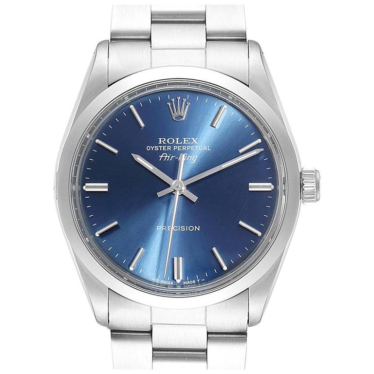 Rolex Air King Vintage Stainless Steel Blue Dial Men S Watch 5500 For Sale At 1stdibs