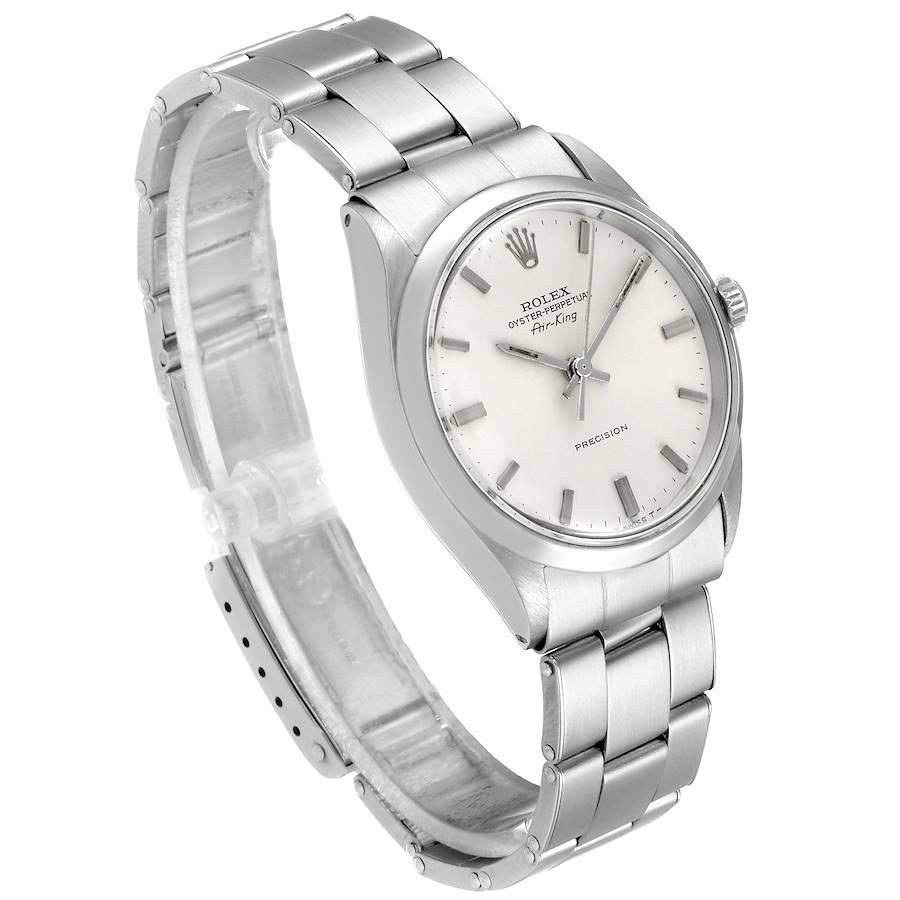 Rolex Air King Vintage Stainless Steel Silver Dial Men's Watch 5500 In Good Condition In Atlanta, GA