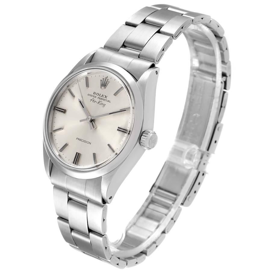 Rolex Air King Vintage Stainless Steel Silver Dial Mens Watch 5500 In Good Condition In Atlanta, GA