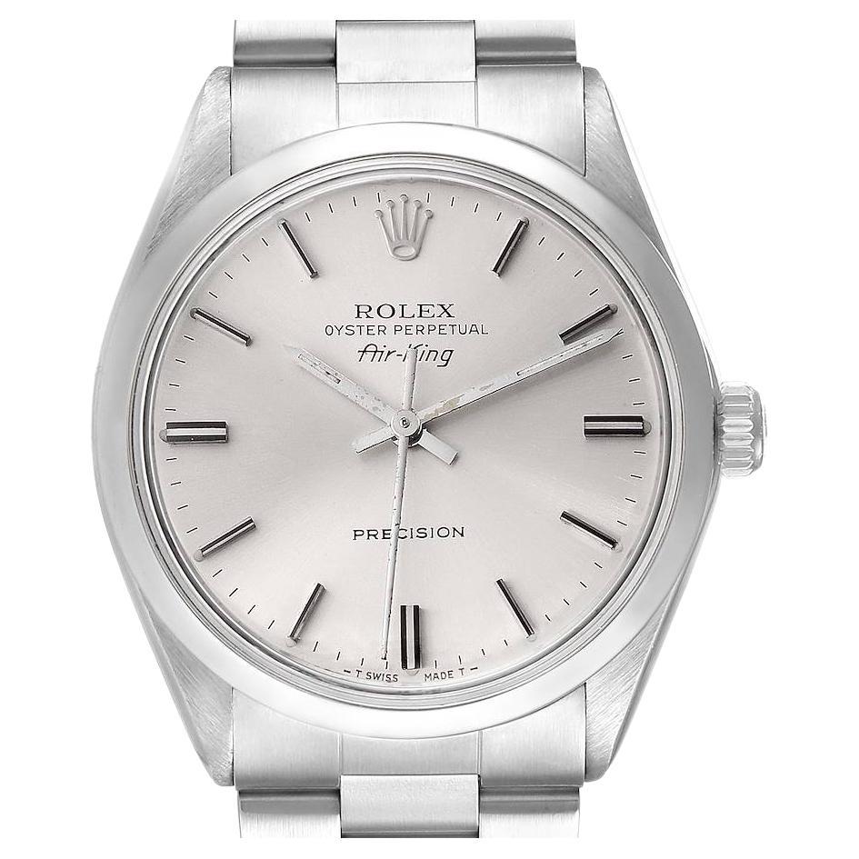 Rolex Air King Vintage Stainless Steel Silver Dial Mens Watch 5500 For Sale