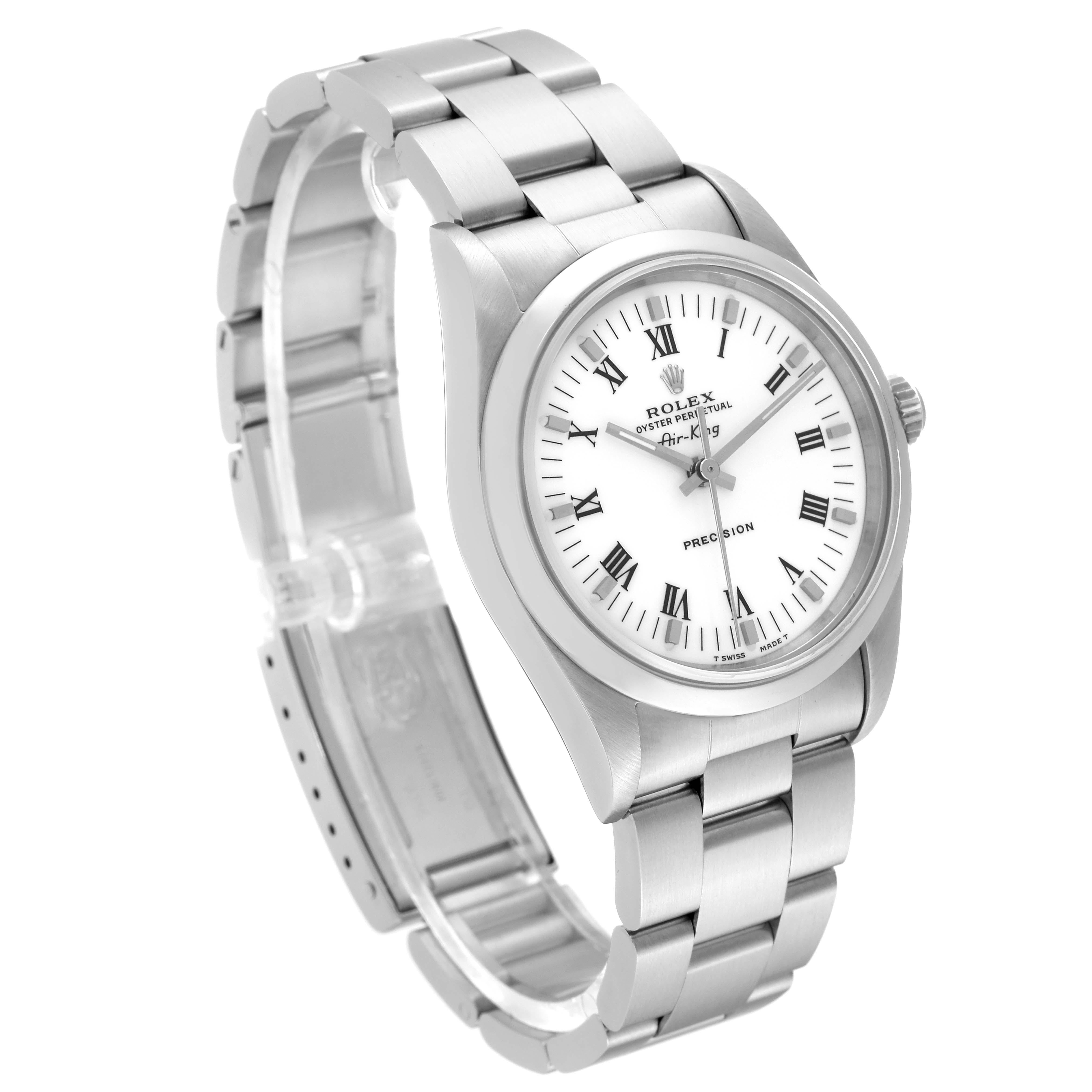 Men's Rolex Air King White Dial Smooth Bezel Steel Mens Watch 14000 Box Papers For Sale