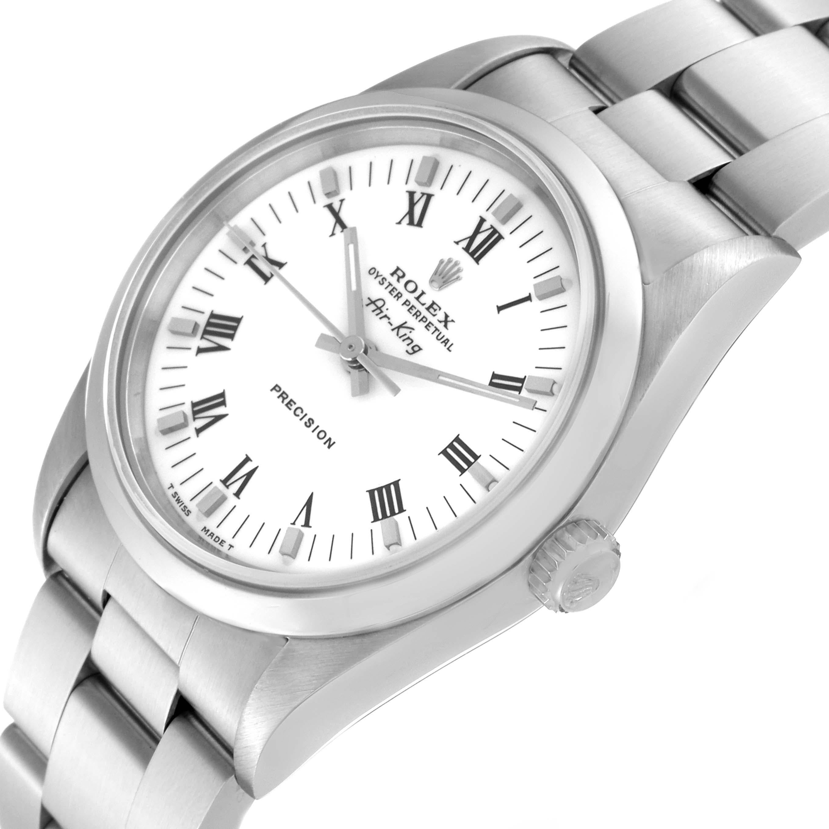 Rolex Air King White Dial Smooth Bezel Steel Mens Watch 14000 Box Papers For Sale 5