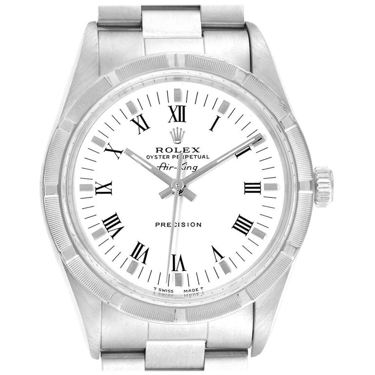 Rolex Air King White Dial Steel Men's Watch 14010 Box For Sale at 1stDibs
