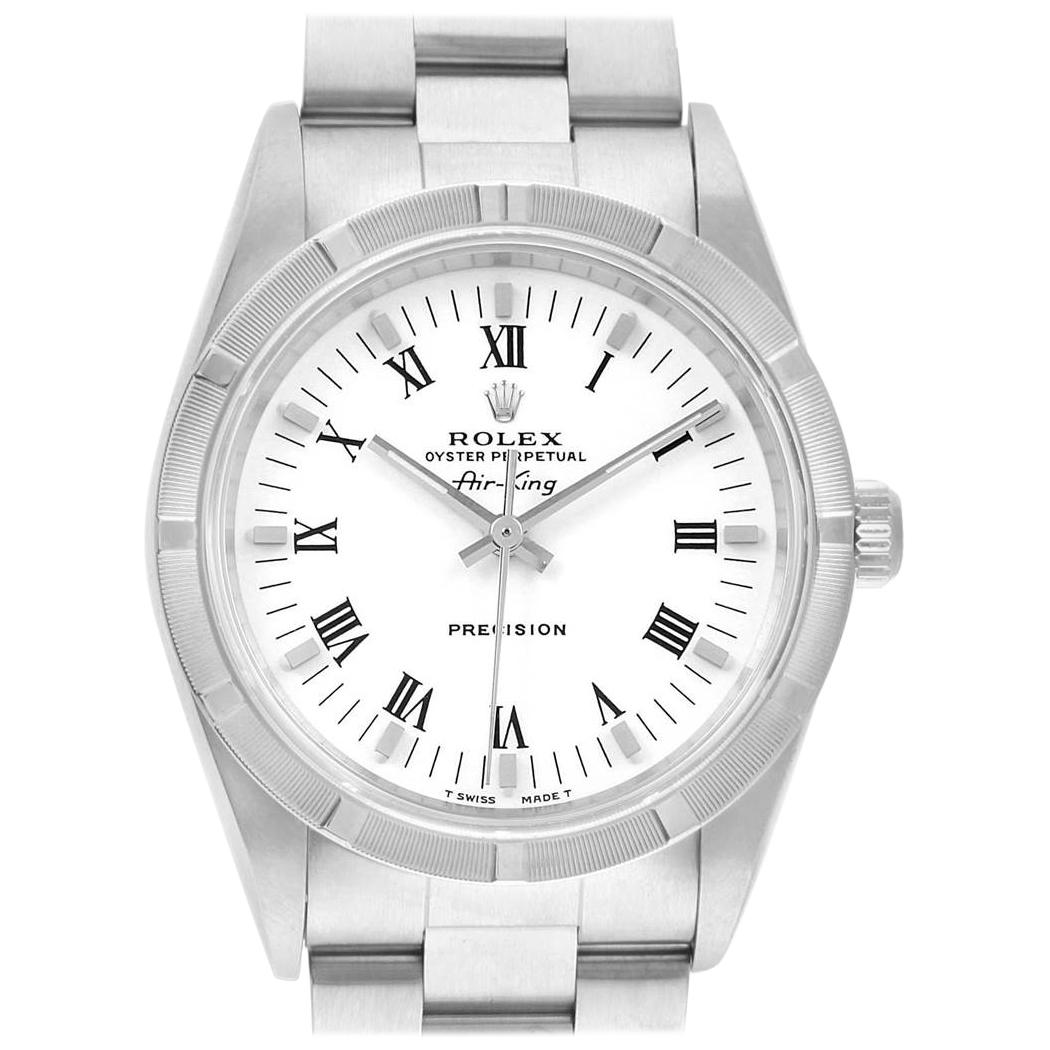 Rolex Air King White Dial Steel Men's Watch 14010 Box