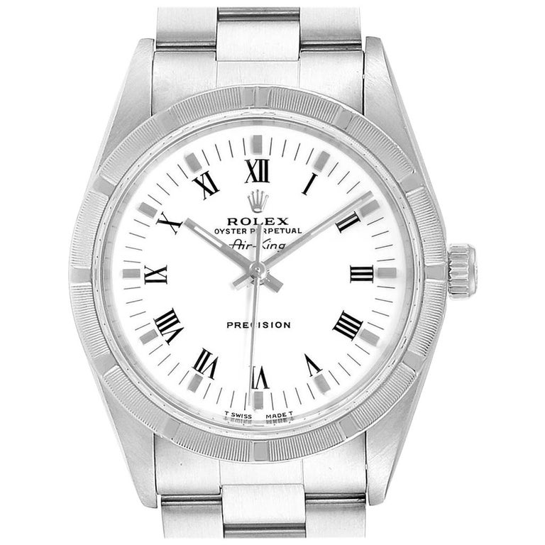 Rolex Air King White Dial Steel Men's Watch 14010 Box For Sale at 1stDibs