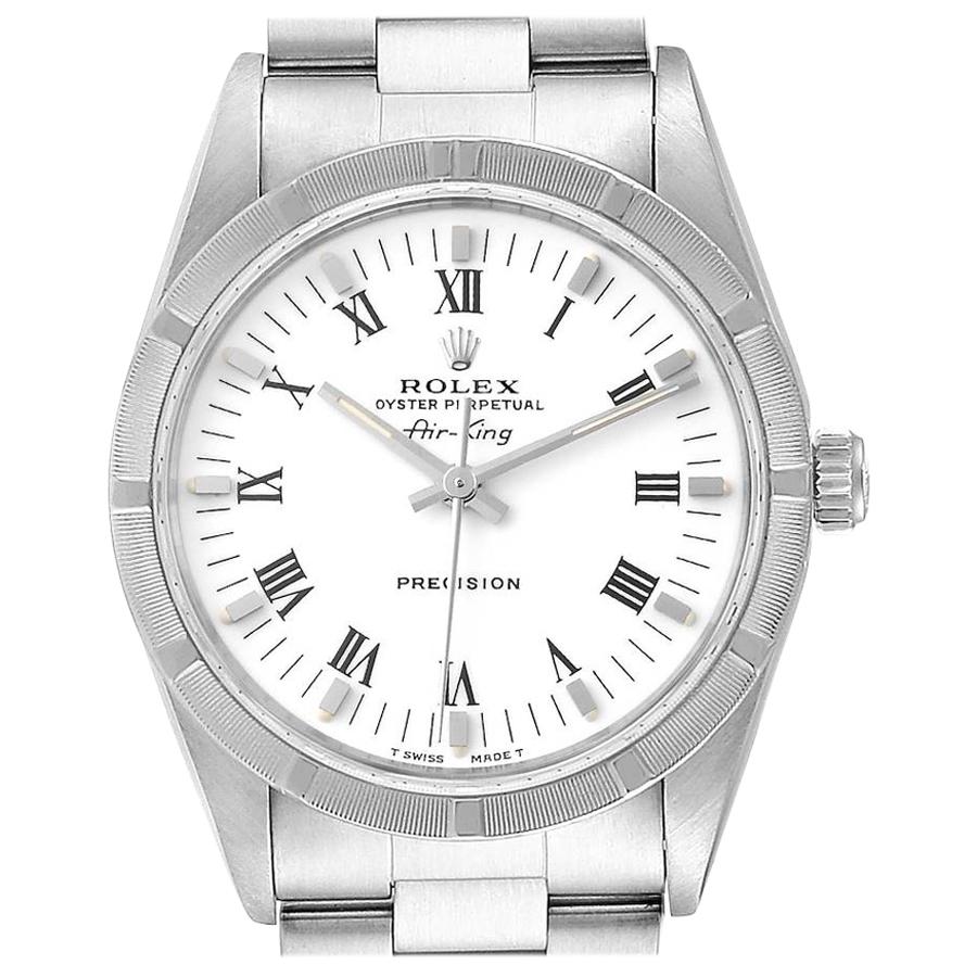 Rolex Air King White Dial Steel Men's Watch 14010 Box Papers For Sale