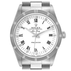 Rolex Air King White Roman Dial Steel Mens Watch 14010