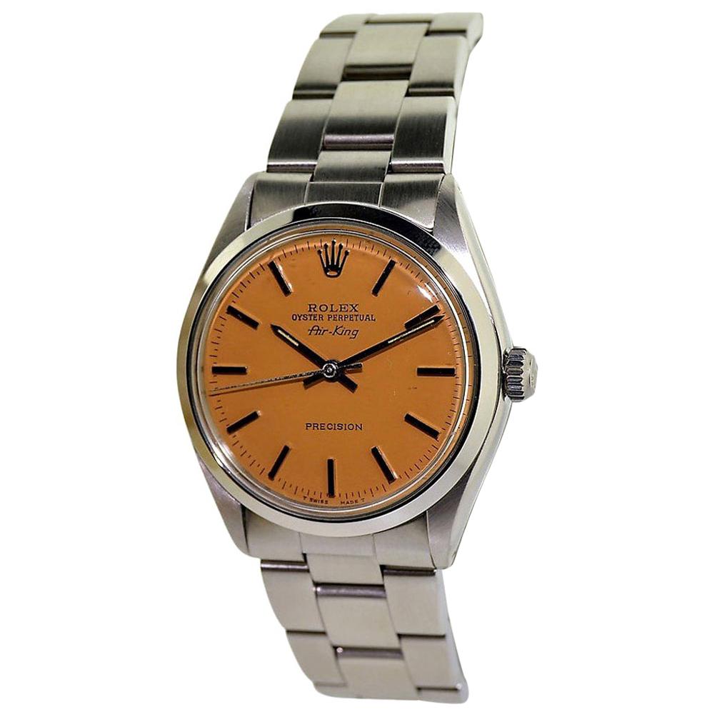 Rolex Air King with Custom Orange Dial, circa 1970s For Sale