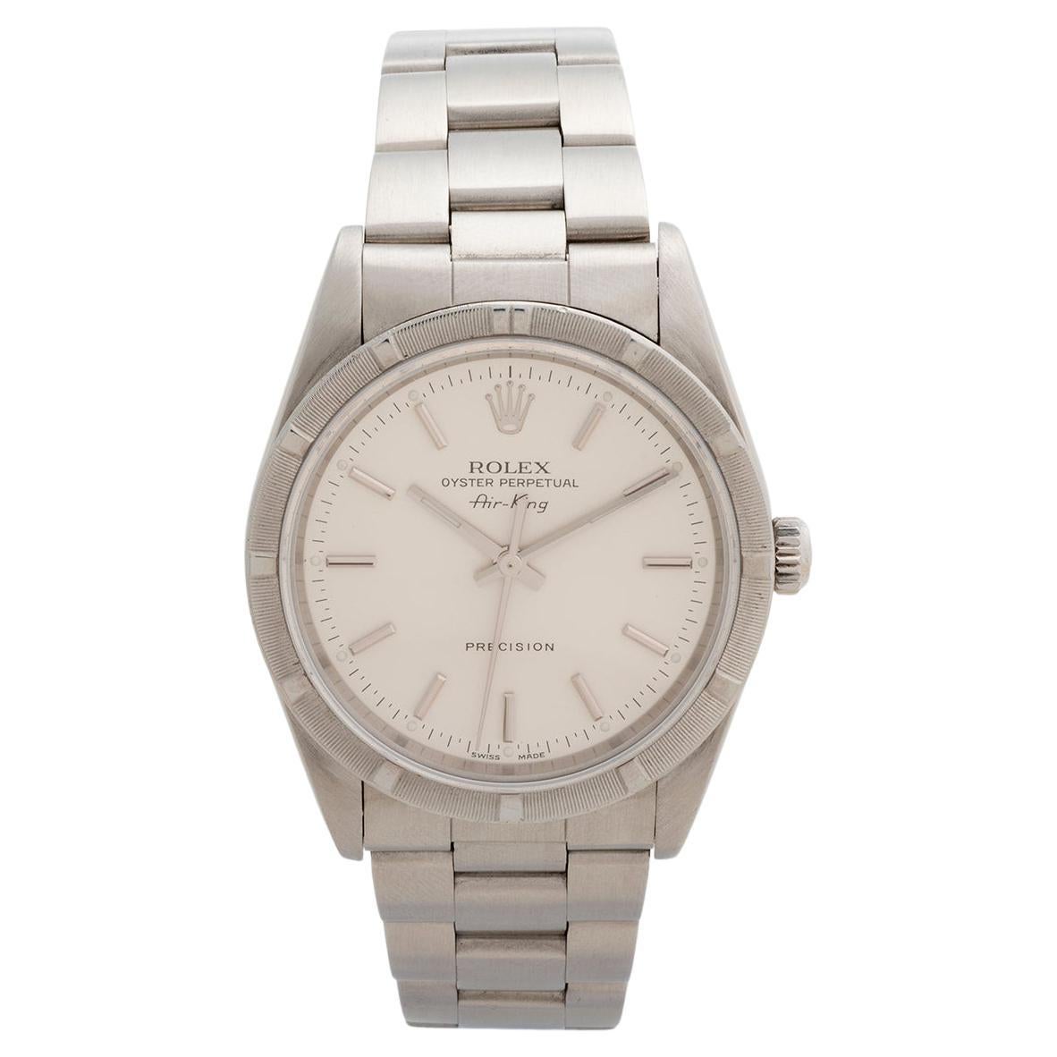 Rolex Air King Wristwatch Ref 140101M. Oyster Bracelet, Silver Dial. Circa 2002.