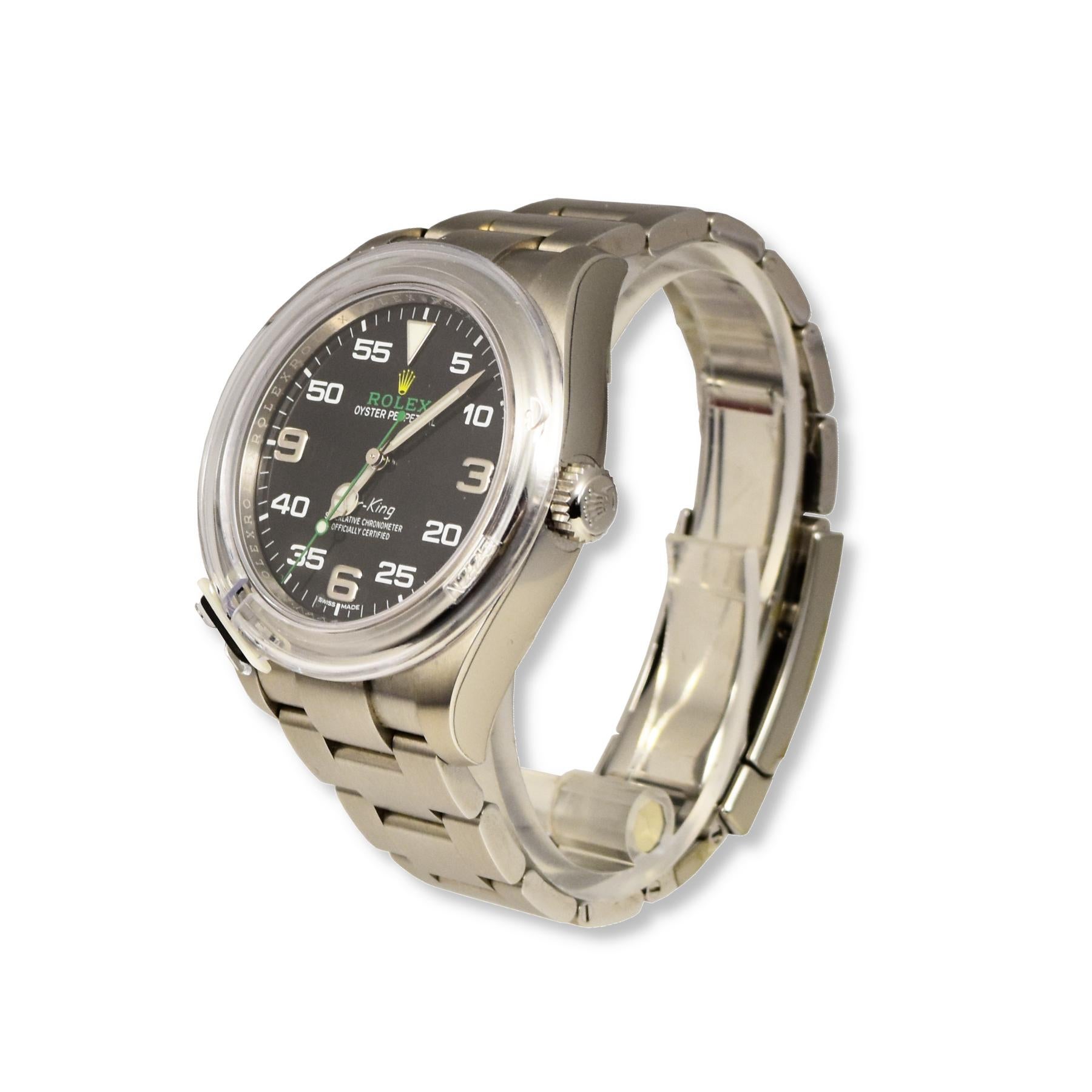 Rolex Airking Ref. 116900 Edelstahl-Uhr mit schwarzem Zifferblatt im Zustand „Neu“ im Angebot in Miami, FL