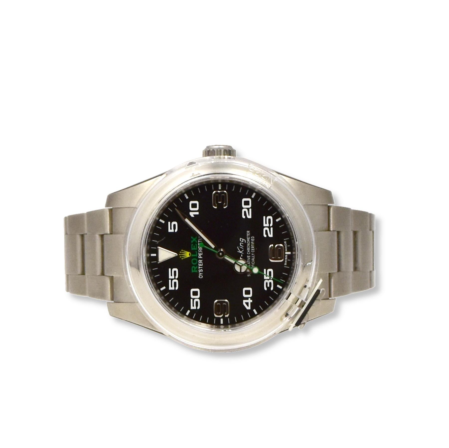 Rolex Airking Ref. 116900 Edelstahl-Uhr mit schwarzem Zifferblatt für Damen oder Herren im Angebot