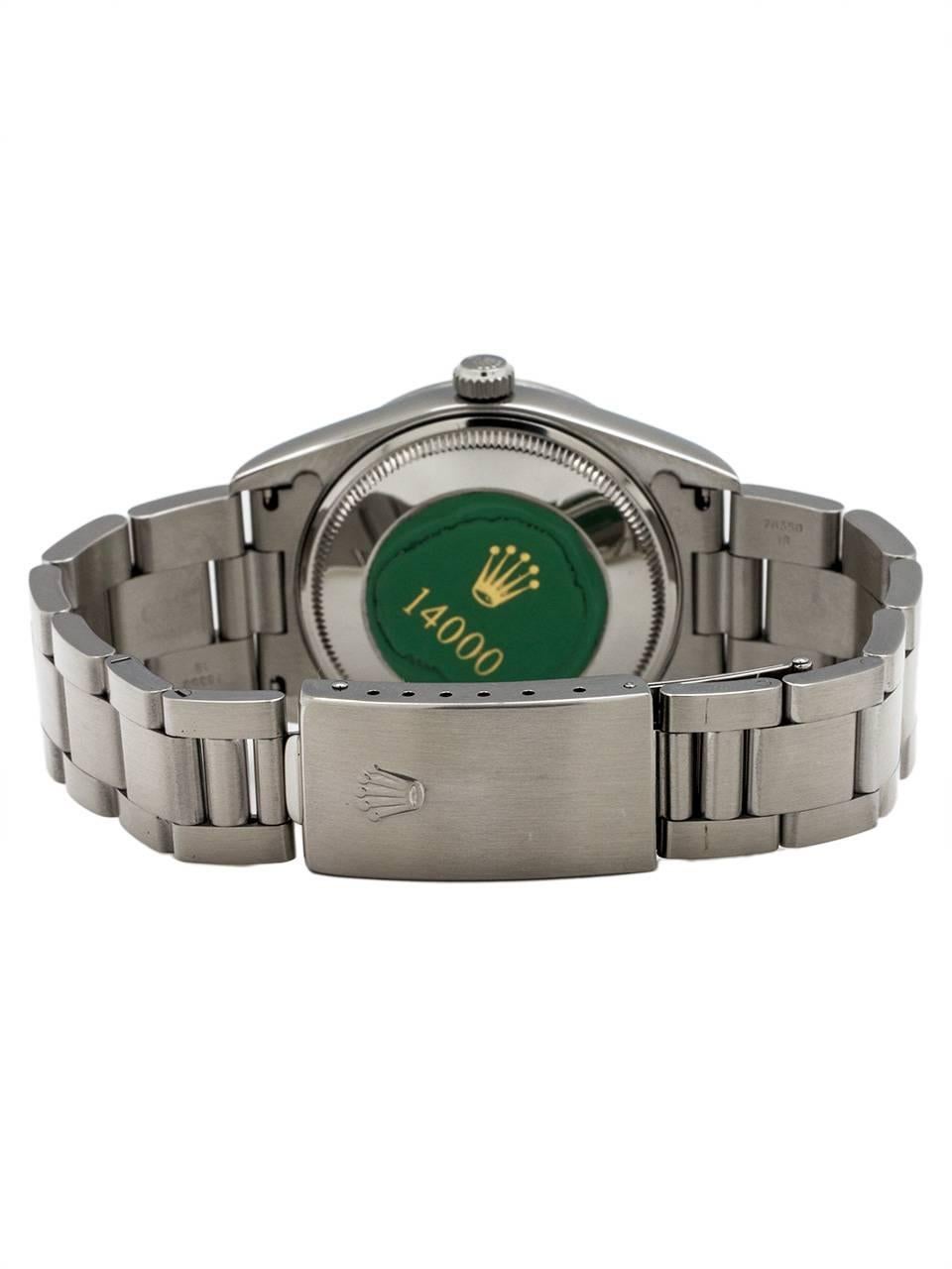Men's Rolex Stainless Steel Airking Blue Dial Self Winding Wristwatch Ref 14000