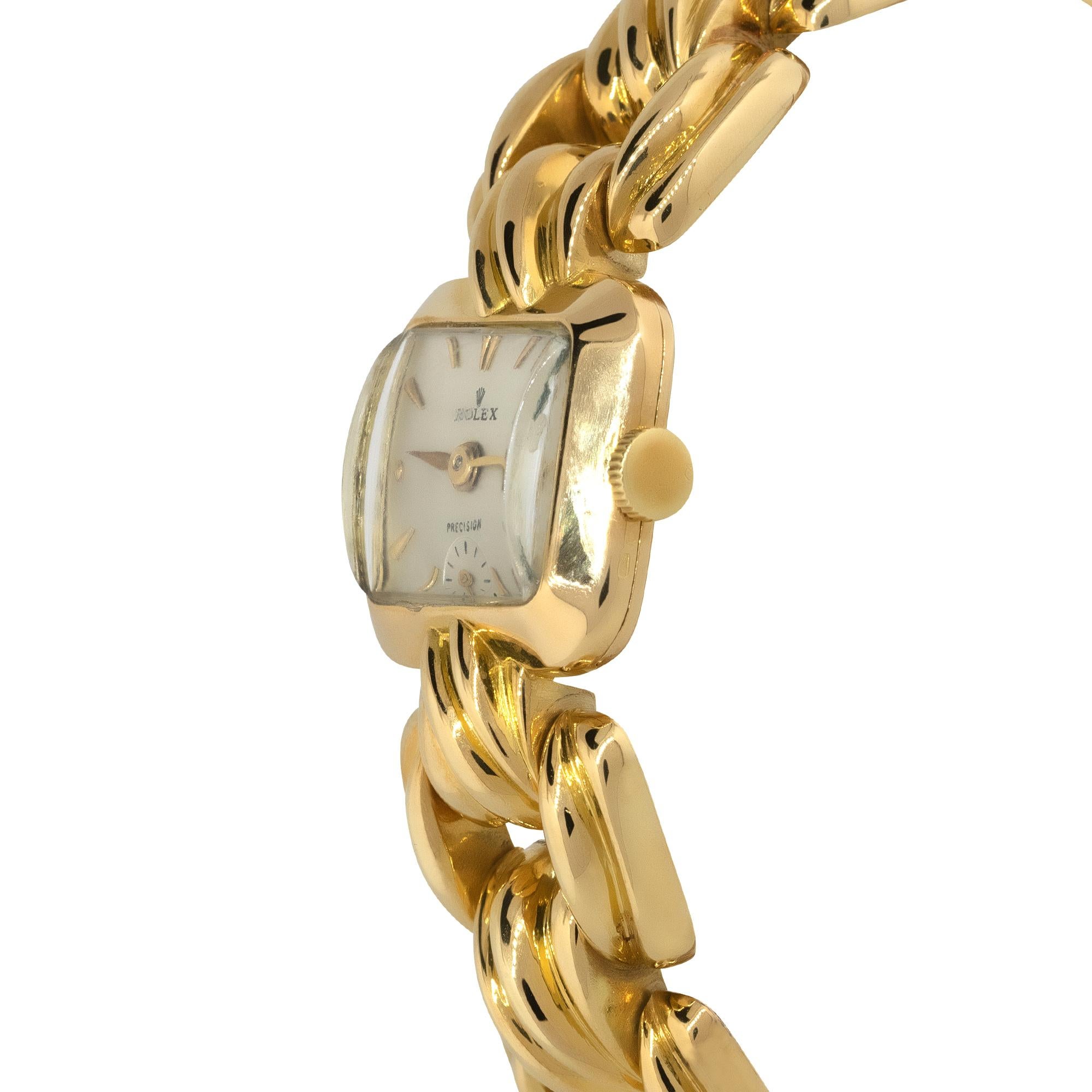 Contemporain Rolex petite montre carrée ancienne en or 18 carats pour femmes en vente