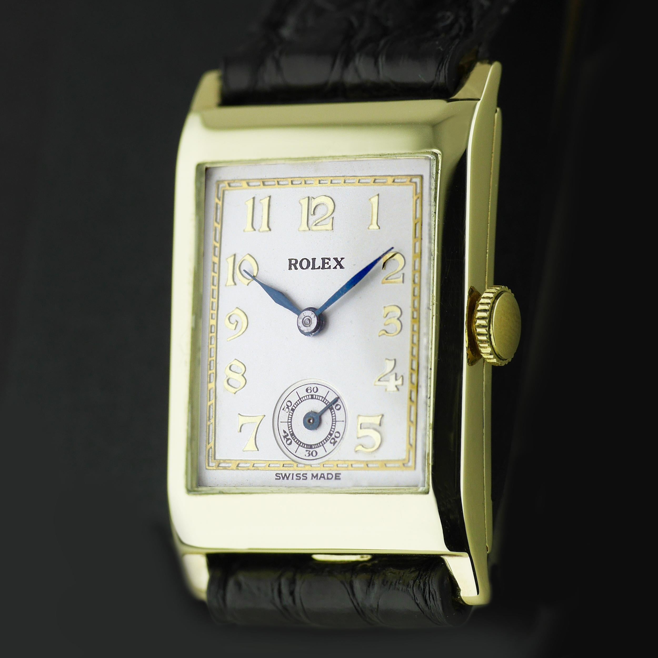 Rolex, Art Deco, Gold-Armbanduhr 1938 (Art déco) im Angebot