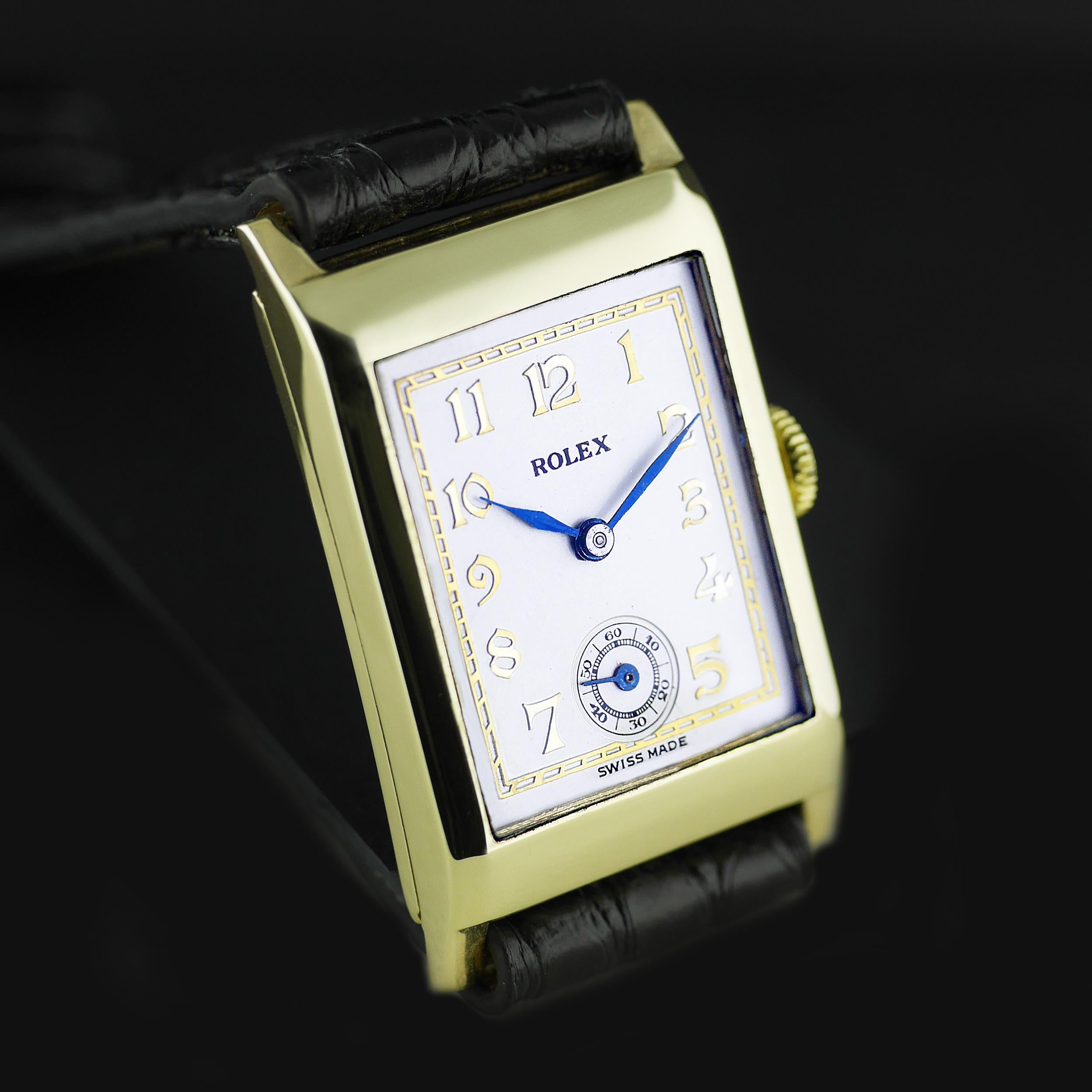 Rolex, Art Deco, Gold-Armbanduhr 1938 für Damen oder Herren im Angebot