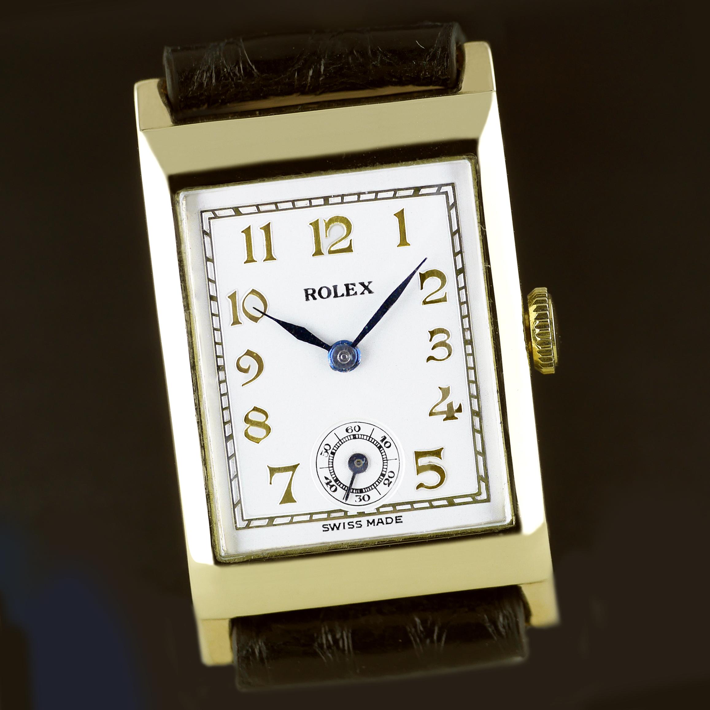 Rolex, Art Deco, Gold Wristwatch 1938 In Excellent Condition For Sale In London, GB
