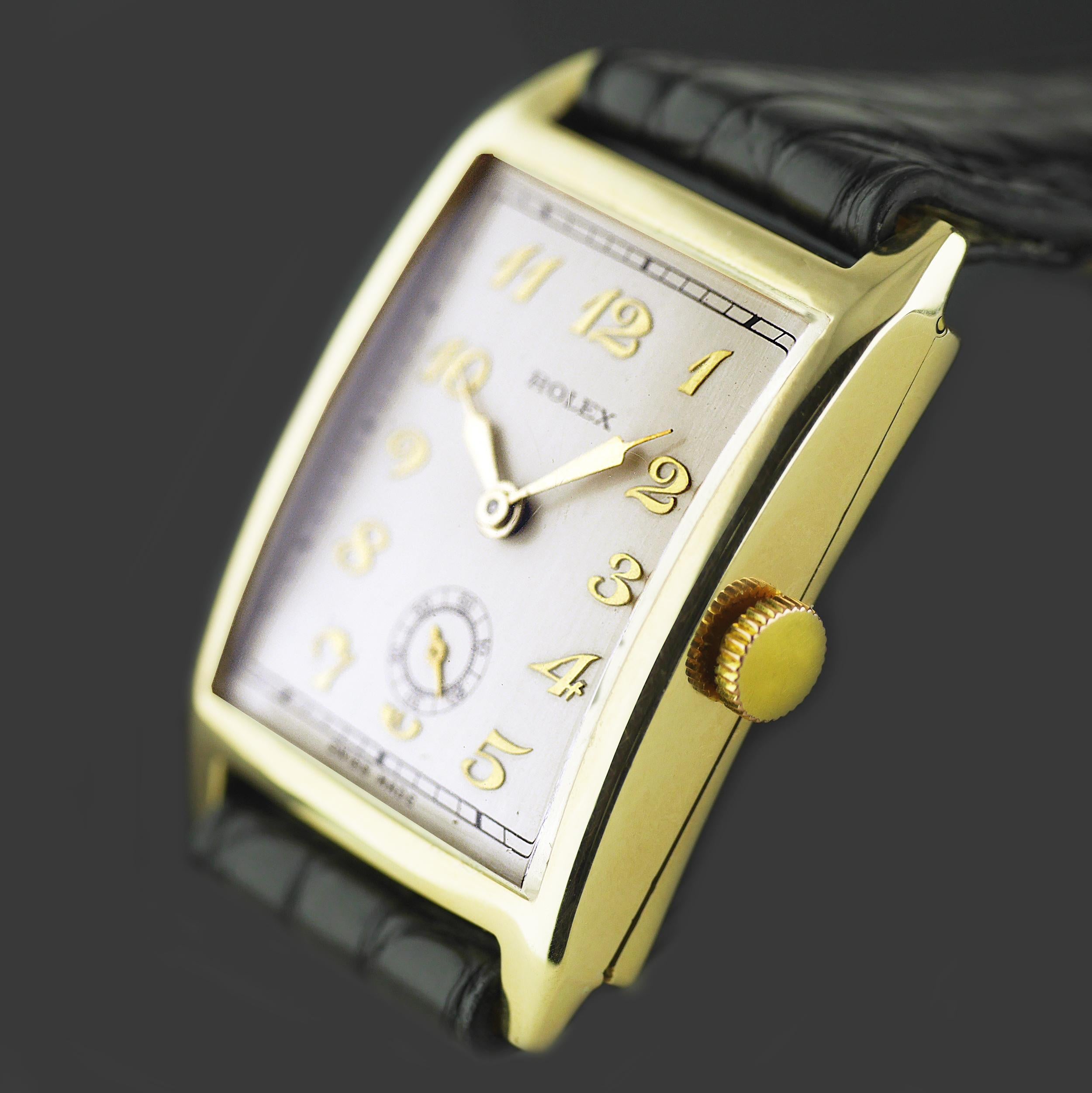 Rolex Art-Déco-Armbanduhr aus Gold, 1929 (Art déco) im Angebot