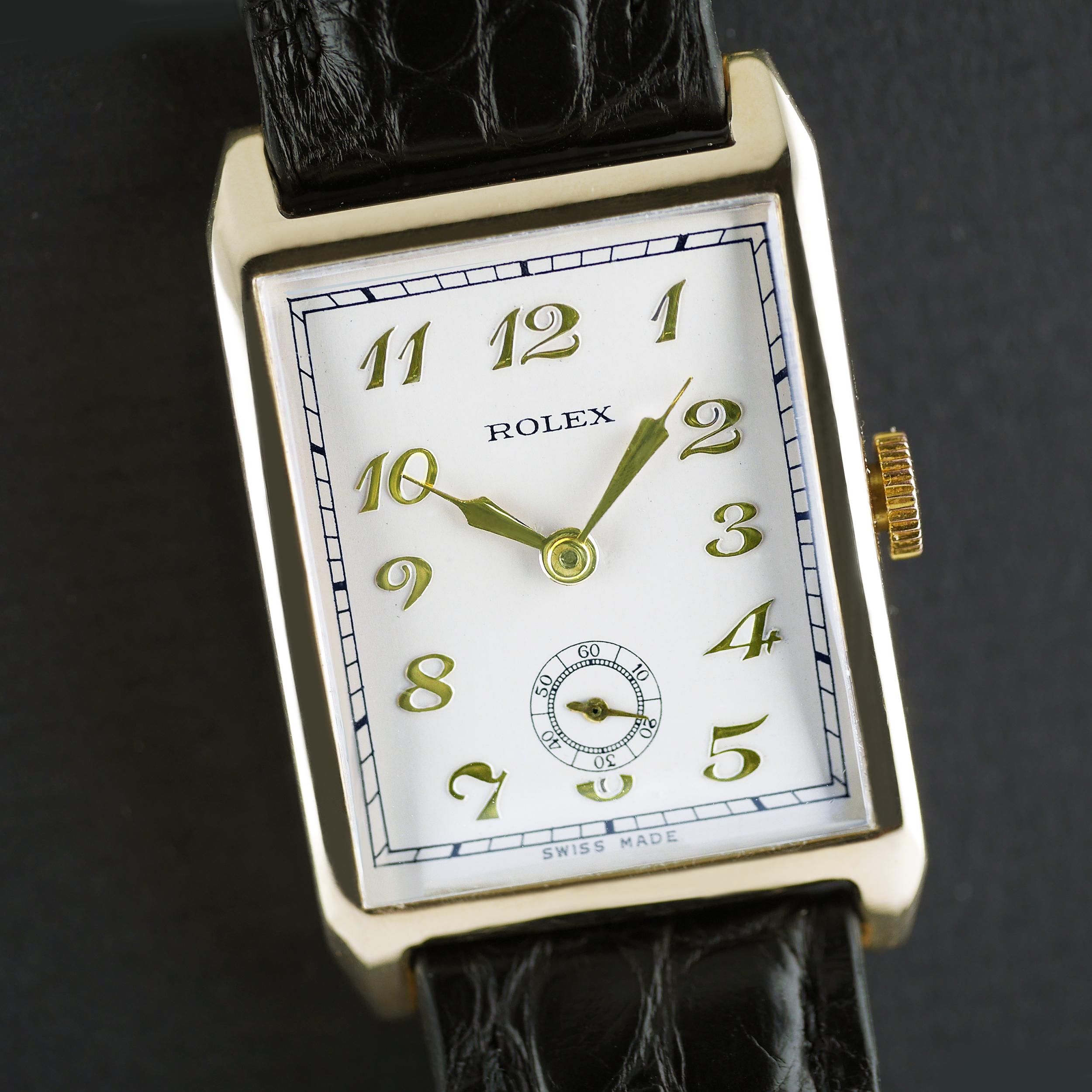 Rolex Art-Déco-Armbanduhr aus Gold, 1929 im Zustand „Hervorragend“ im Angebot in London, GB