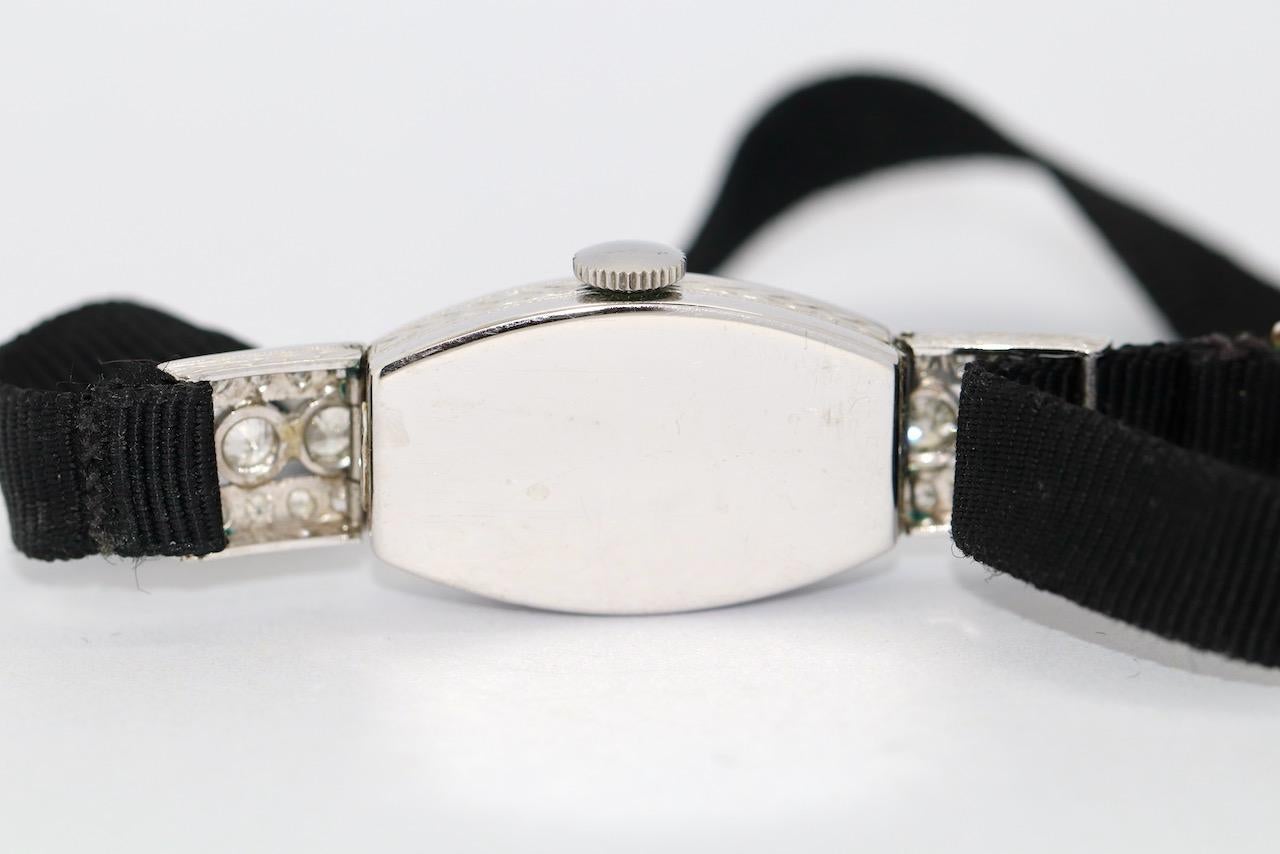 Rolex Art Deco Ladies Wristwatch, 18 Karat White Gold and Diamonds In Good Condition For Sale In Berlin, DE
