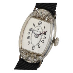 Rolex, Art Deco Ladies Wristwatch, 18 Karat White Gold with Diamonds