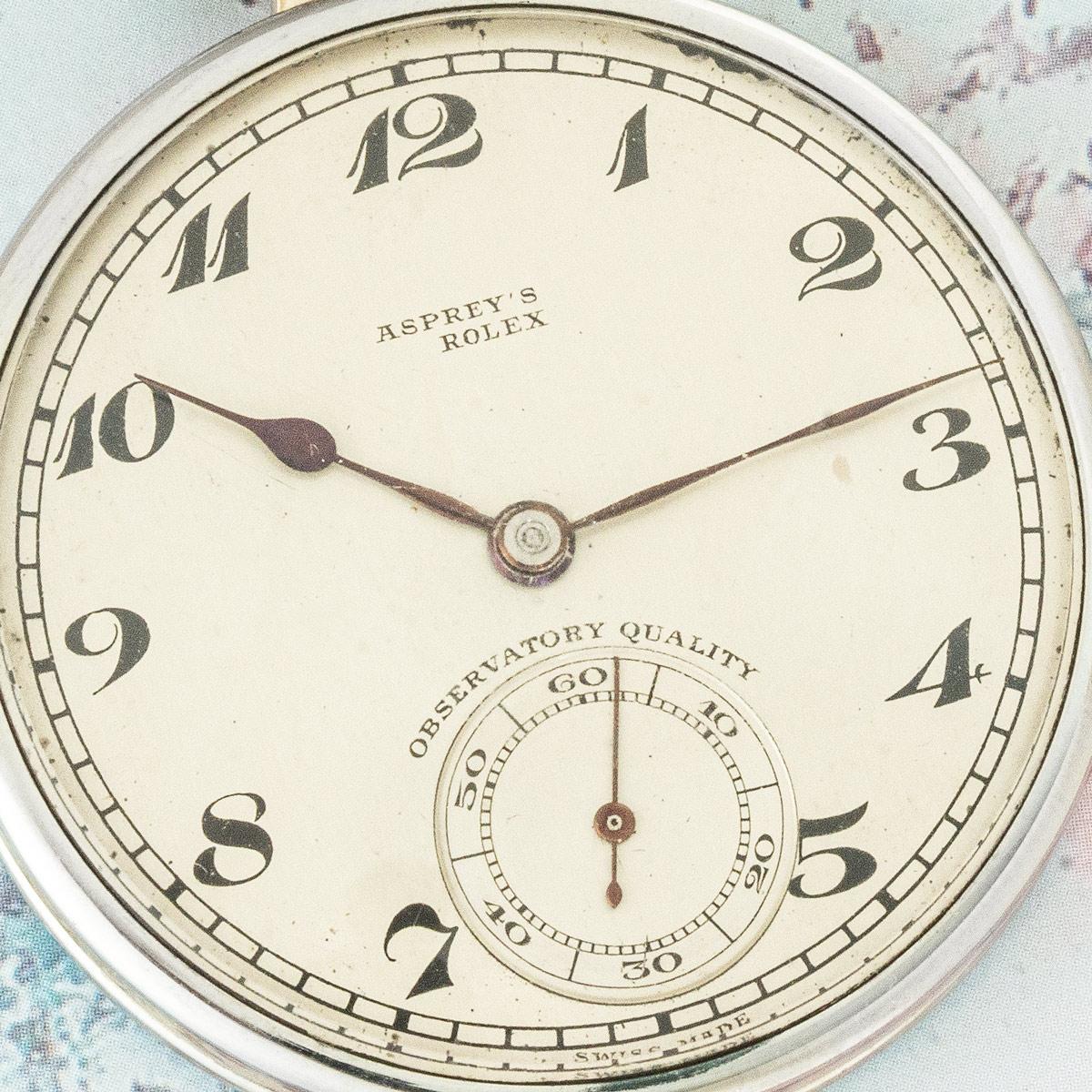 Rolex. Asprey. A Rare Gold Observatory Pocket watch C1920 In Excellent Condition For Sale In Mayfair, London, London