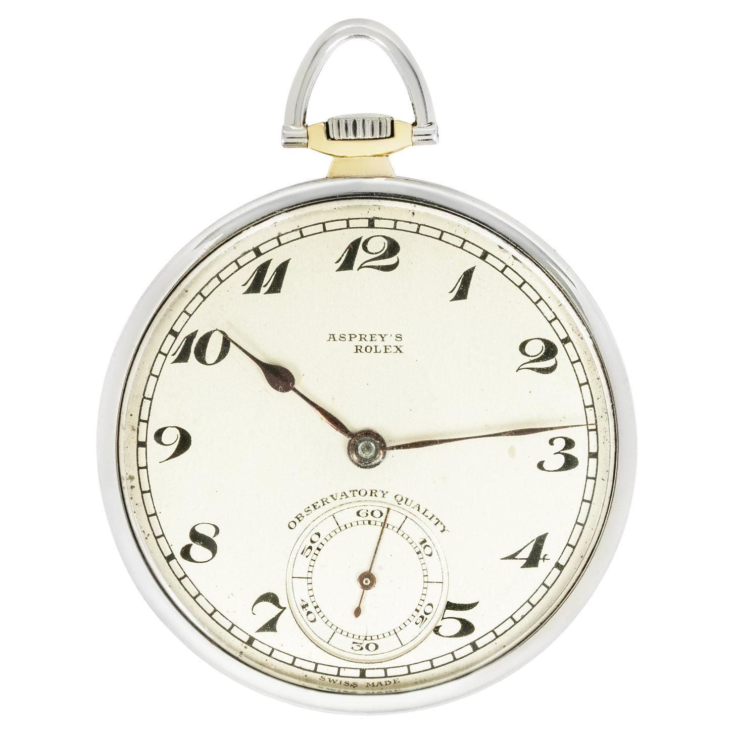 Rolex. Asprey. A Rare Gold Observatory Pocket watch C1920 For Sale