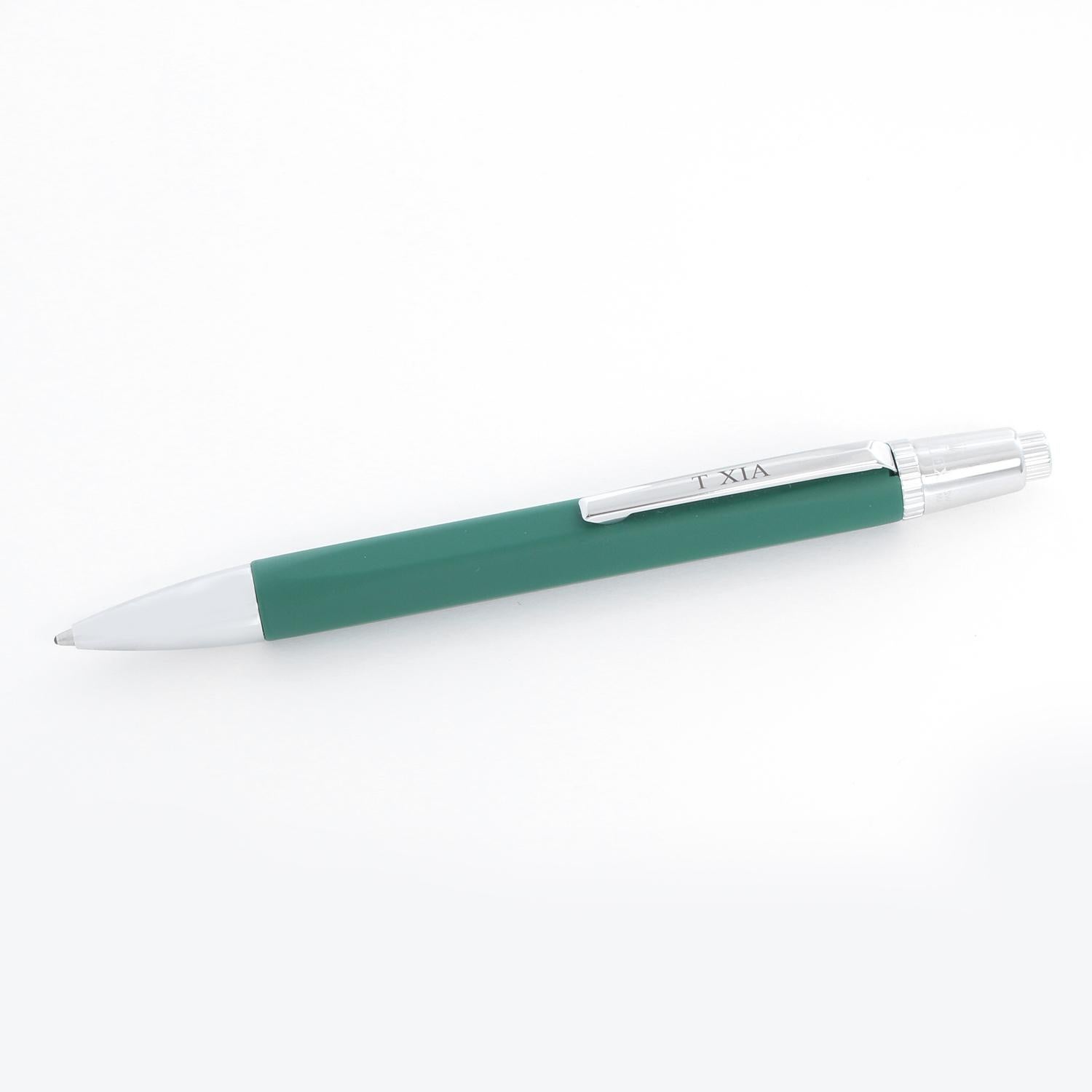 Rolex Ballpoint Push Pen - Green/ Silver Rolex pen with blue ink. Pre-owned with Rolex box. Measures 5.5 inches. Beautiful novelty gift.