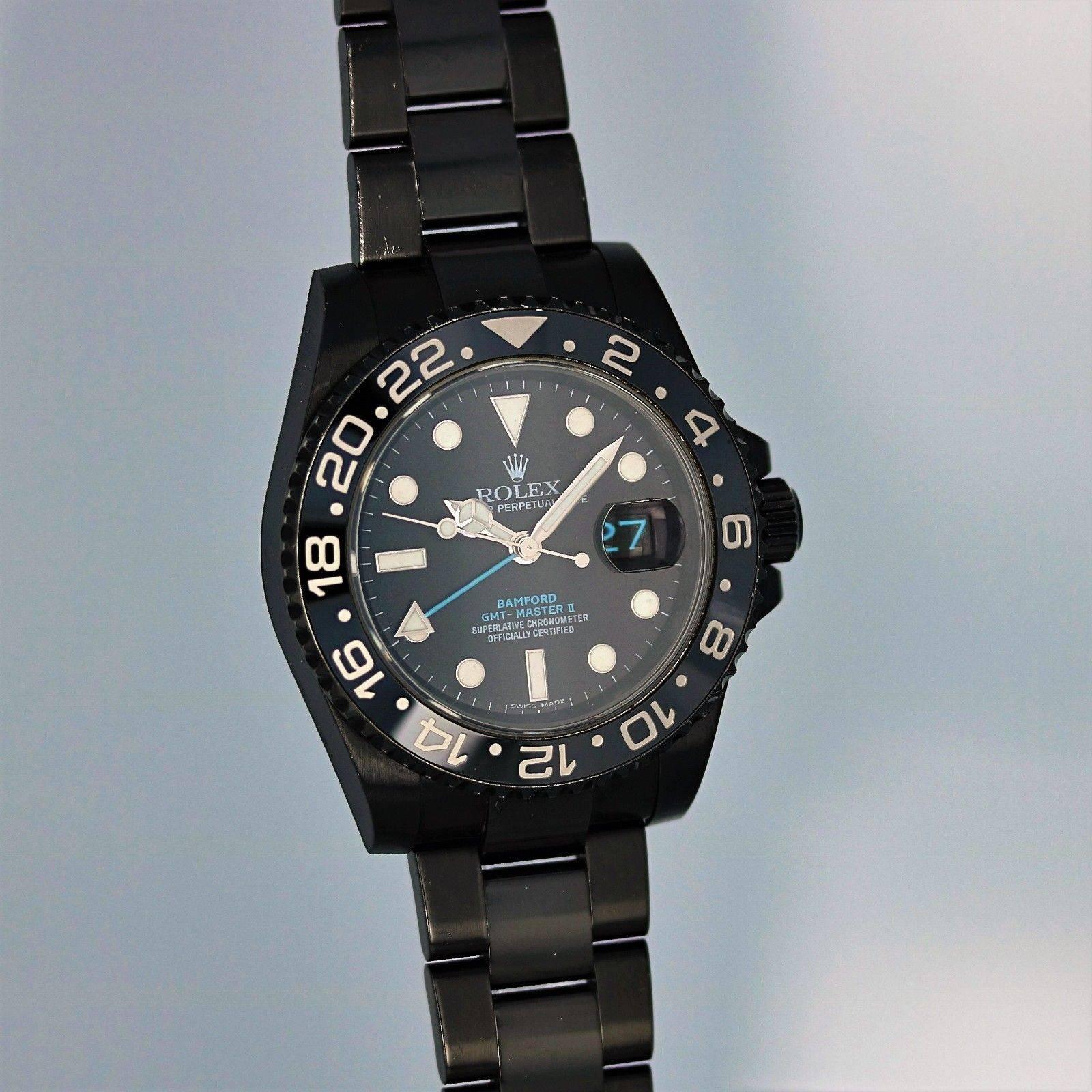 Rolex Edelstahl DLC PVD Bamford Automatik-Armbanduhr, aus schwarzem Edelstahl 1