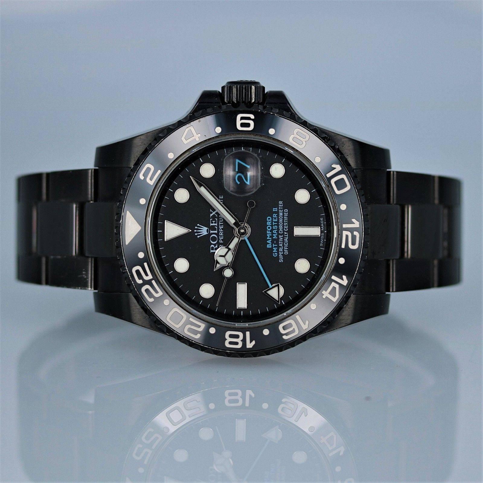 Rolex Edelstahl DLC PVD Bamford Automatik-Armbanduhr, aus schwarzem Edelstahl 4