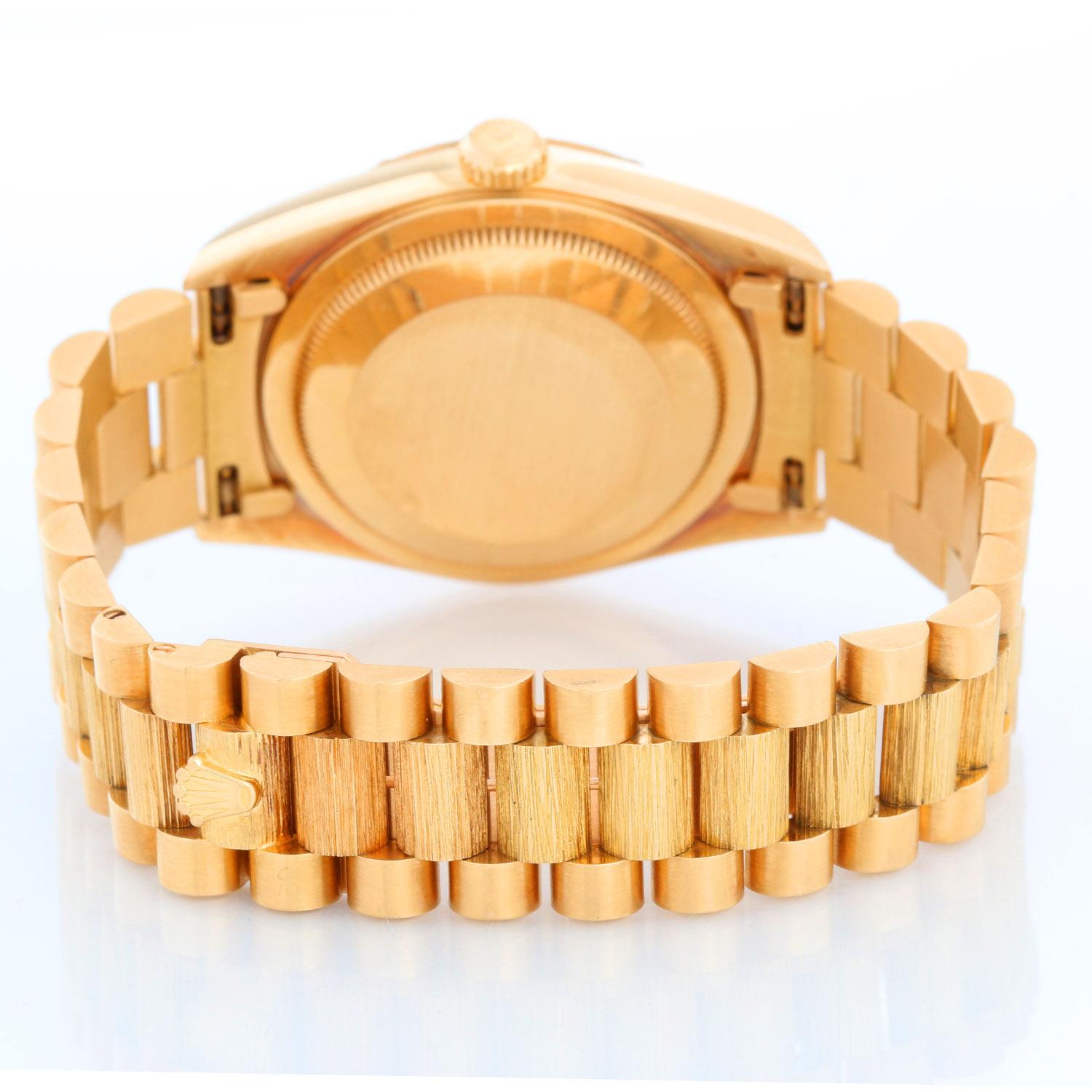 Rolex Bark President Day-Date Men's 18k Gold Watch 18248 In Excellent Condition For Sale In Dallas, TX