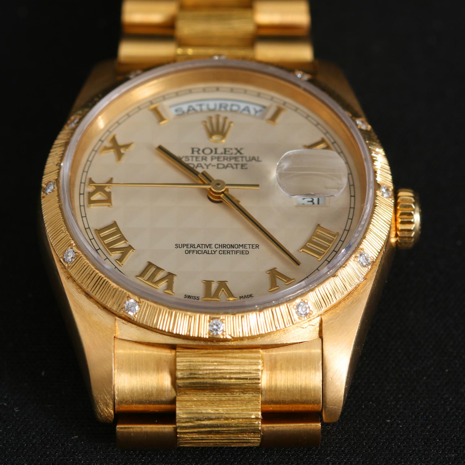 rolex day date president bark finish