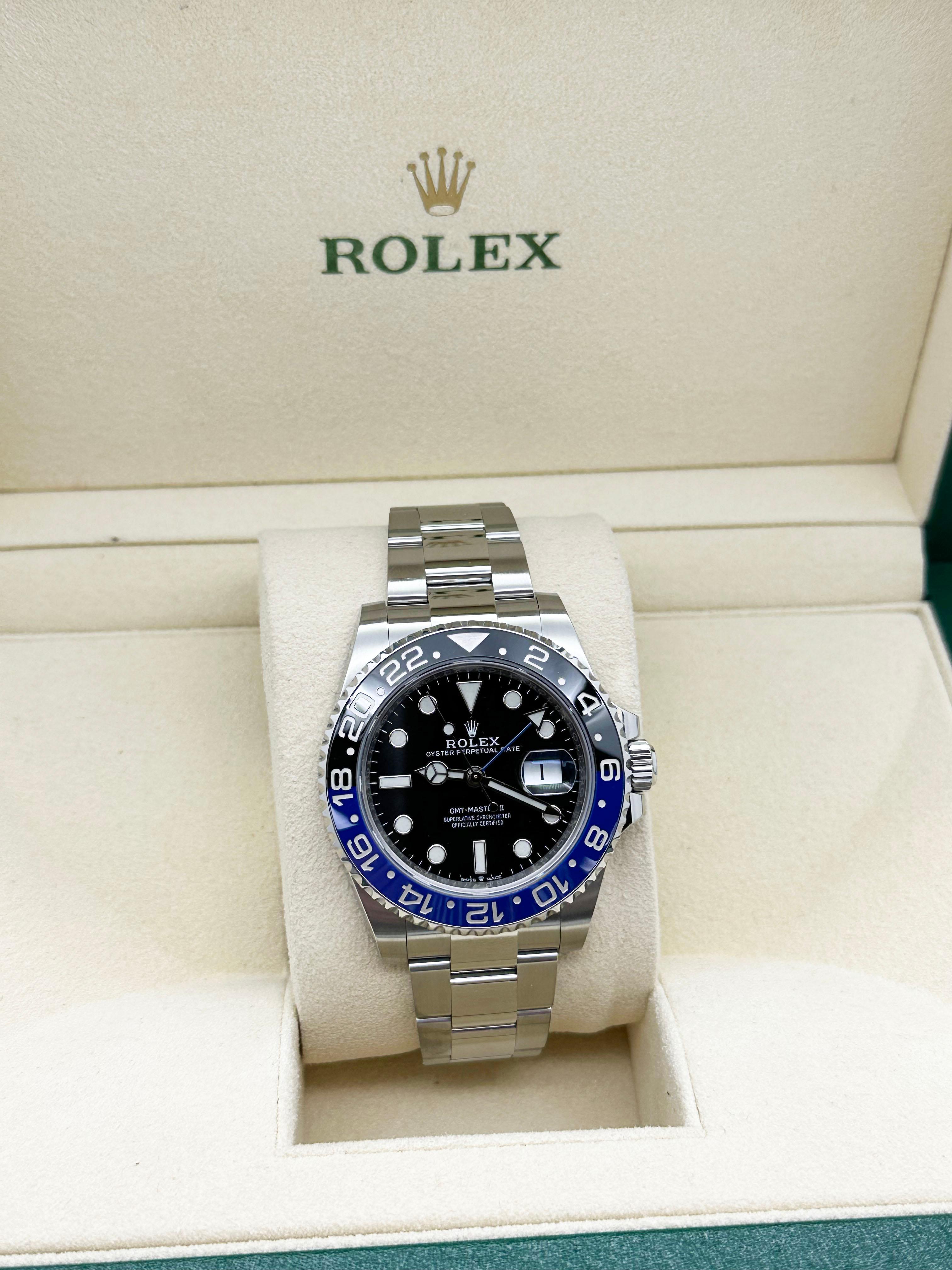 Rolex Batman GMT Master II 126710BLNR Schwarz Blau Keramik-Lünette Edelstahl Edelstahl-Lünette im Zustand „Hervorragend“ in San Diego, CA