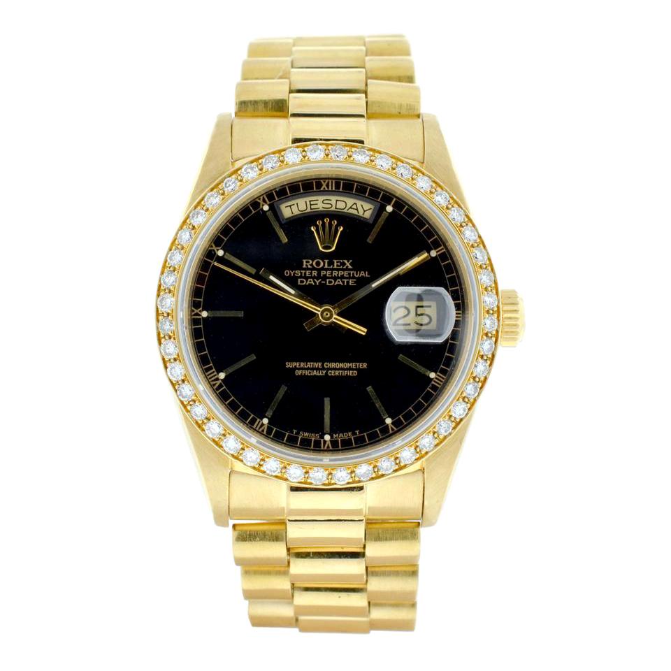 Rolex Black 18038 Single Quick President Watch