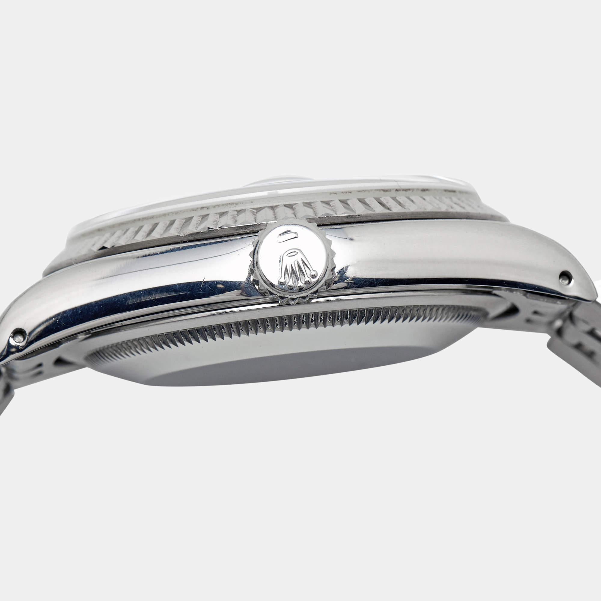 Rolex Black 18K White Gold & Stainless Steel Datejust 16234 Men's Wristwatch 36  For Sale 1