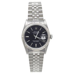 Rolex Black 18K White Gold & Stainless Steel Datejust 16234 Men's Wristwatch 36
