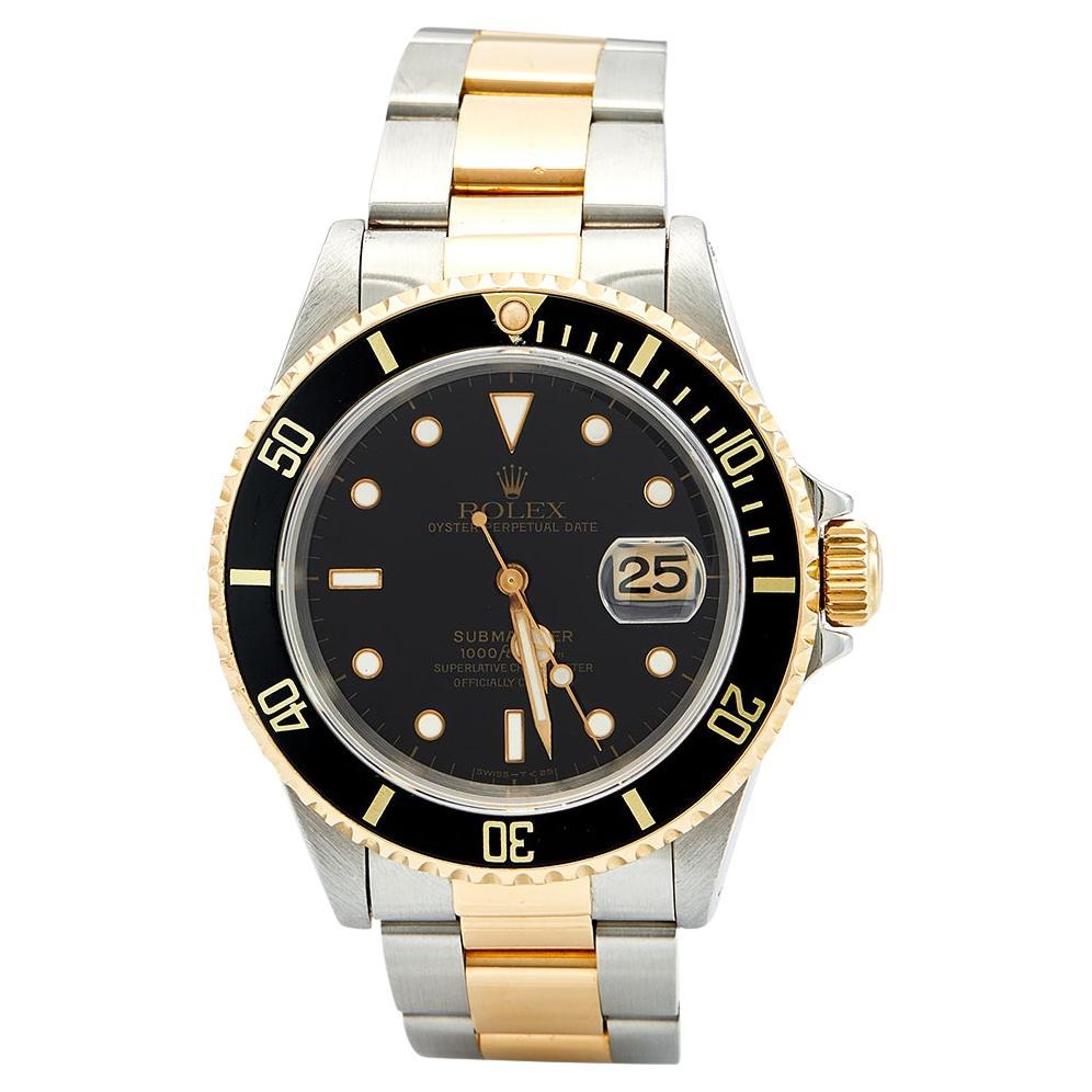 Rolex Black 18K Yellow Gold And Stainless Steel Submariner 16613 Men's Wristwatc