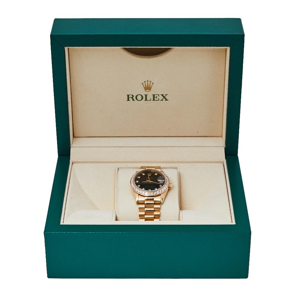 Rolex Black 18K Yellow Gold Diamond Datejust 68278 Women's Wristwatch 3
