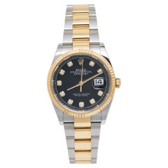Rolex Black 18K Yellow Gold Oystersteel Datejust M126233-00022 Unisex Wristwatch