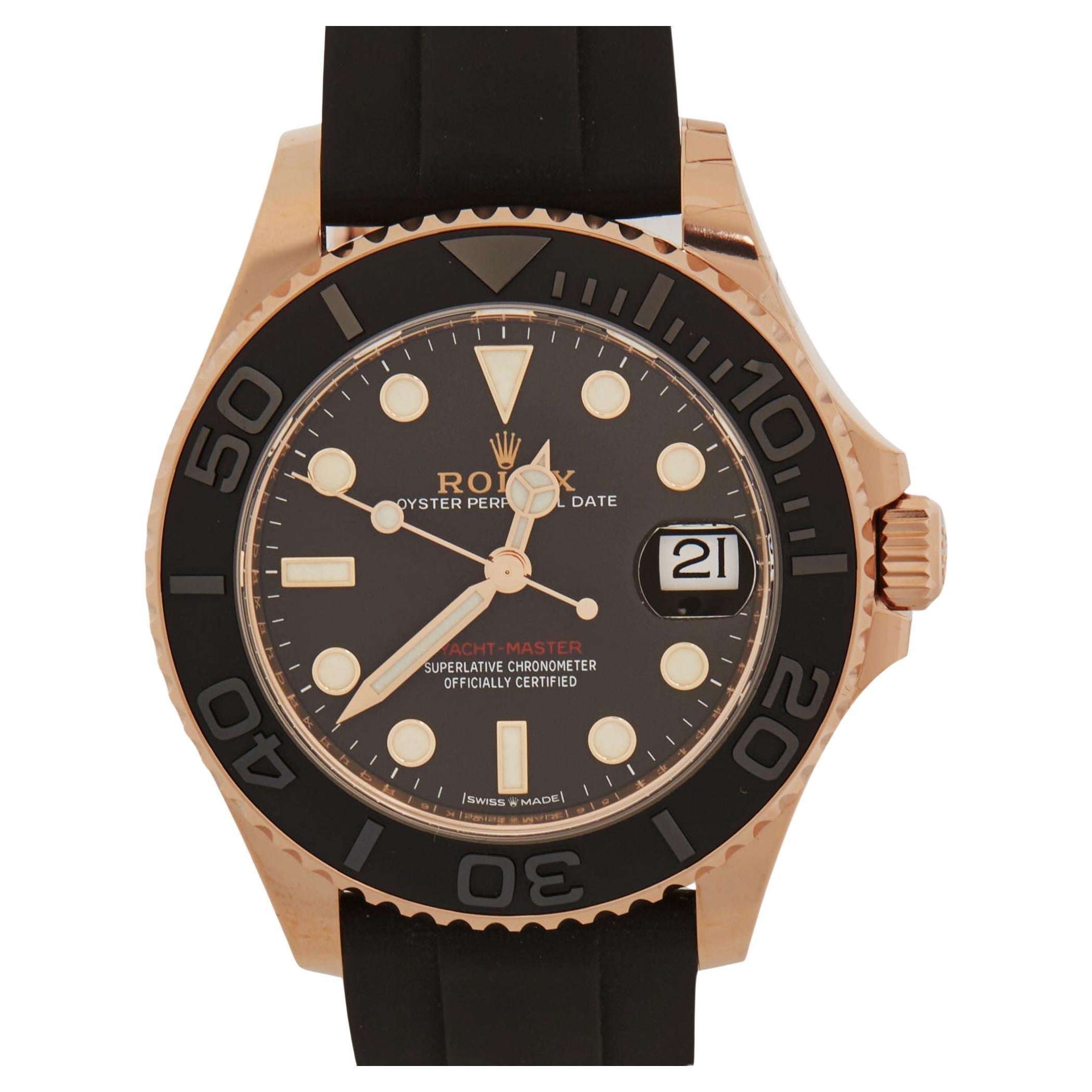 Rolex Black Cerachrom 18K Gold Oysterflex Yacht-Master Men's Wristwatch 37 mm